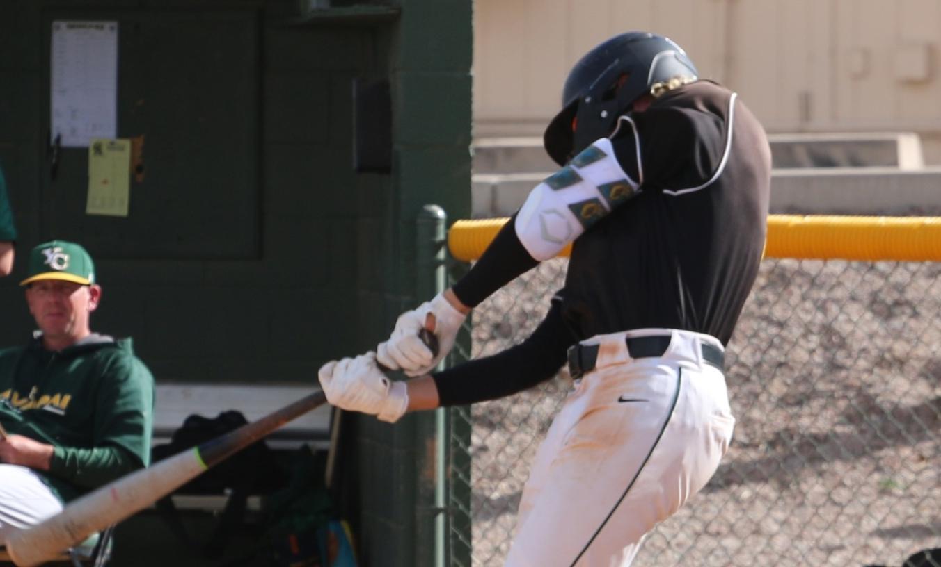 Chase Valentine singles. Central Arizona wins against Yavapai 17-3 Thursday afternoon in the Region 1's.